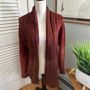 Simply Natural Sweater Womens Medium Brown Open Cardigan Alpaca Boho Grunge Peru